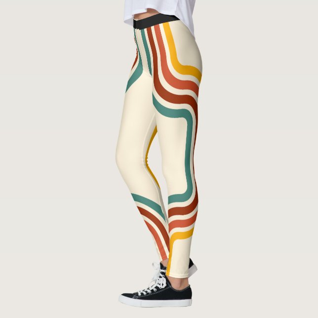 Retro Stripe Rainbow Vintage Leggings (Left)