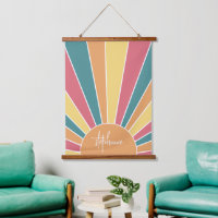 Retro stripe sunrise - pastel rainbow script name