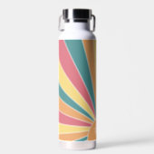 Retro stripe sunrise - pastel rainbow script name water bottle (Front)