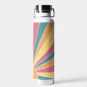 Retro stripe sunrise - pastel rainbow script name water bottle (Back)