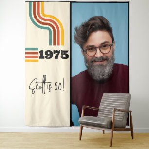 Retro Stripe Vintage 1975 Photo Tapestry