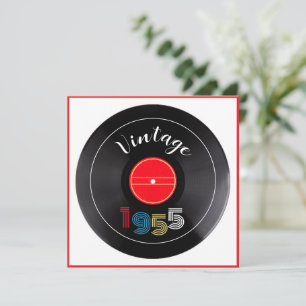 Retro Stripe Vinyl Record 1955 70th Birthday  Invitation