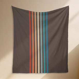 Retro Striped 70s Minimalist Fleece Blanket