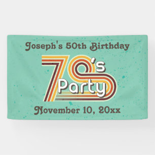 Retro Striped 70's Party Banner