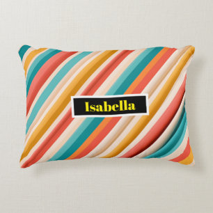 Retro Striped Accent Pillow Colourful Geometric