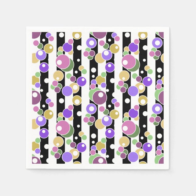 Retro, striped and polka dots napkin (Front)