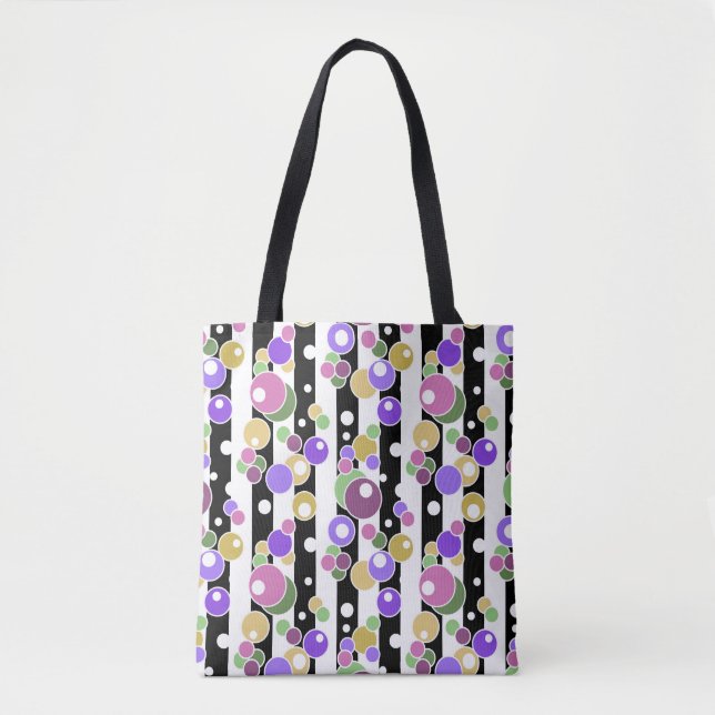 Retro, striped and polka dots tote bag (Front)