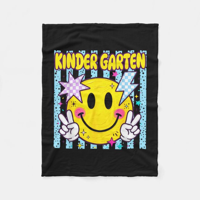 Retro striped back to school kindergarten funny fleece blanket (Front)