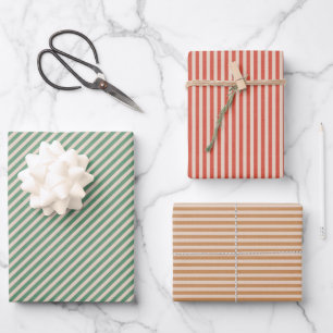 Retro striped boho wrapping paper for Christmas