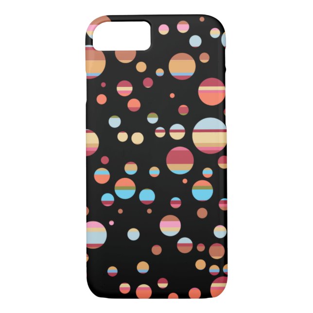 retro striped circles on black Case-Mate iPhone case (Back)