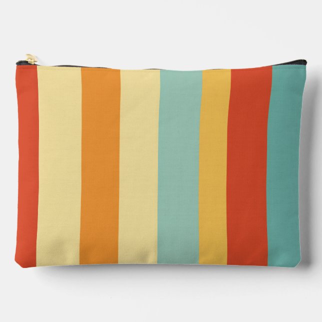 Retro striped colour pattern accessory pouch (Front)