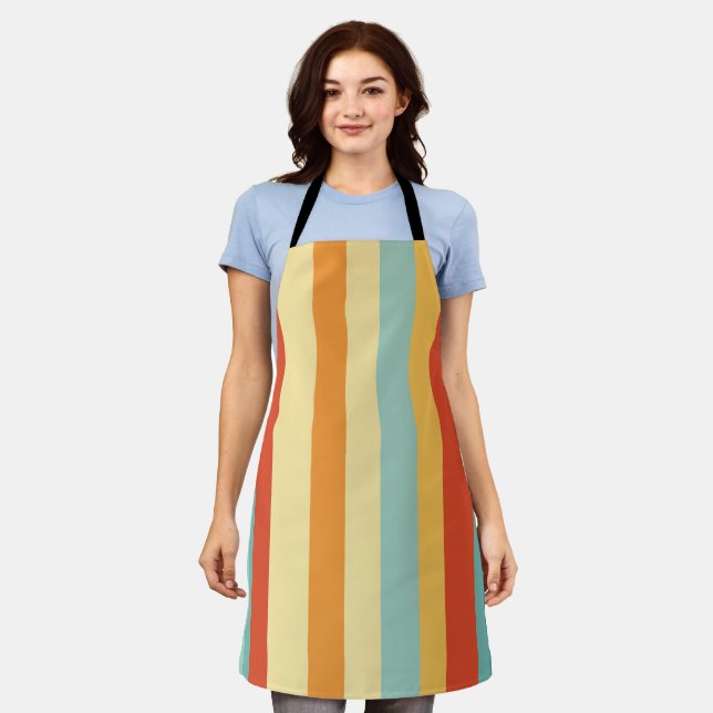 Retro striped colour pattern apron (Worn)