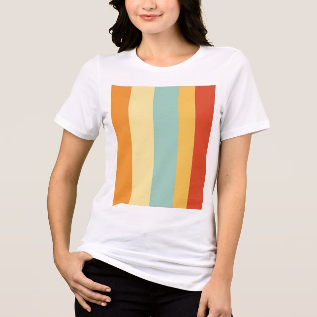 Retro striped colour pattern Tri-Blend shirt (Front)