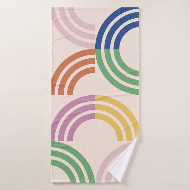 Retro Striped Curves Geometric Background Bath Towel (Bath Towel)