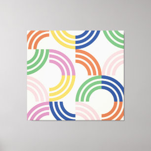 Retro Striped Curves Geometric Background Canvas Print