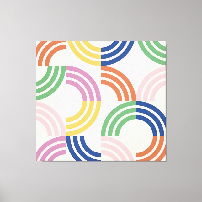 Retro Striped Curves Geometric Background Canvas Print (Front)
