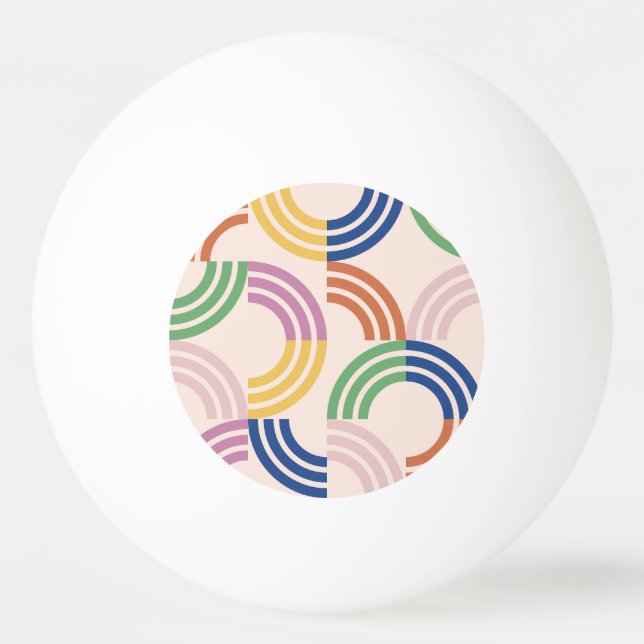 Retro Striped Curves Geometric Background Ping Pong Ball (Front)