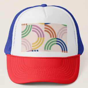 Retro Striped Curves Geometric Background Trucker Hat