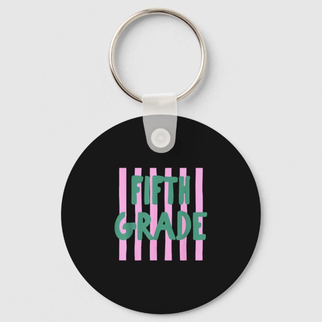Retro striped fifth grade back to school 5th grade key ring (Front)