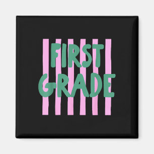 Retro striped first grade back to school 1st grade magnet