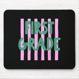 Retro striped first grade back to school 1st grade mouse mat