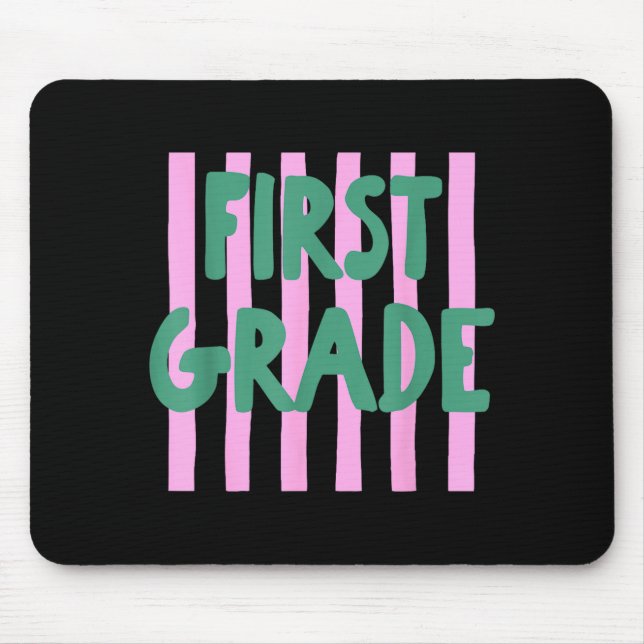 Retro striped first grade back to school 1st grade mouse mat (Front)