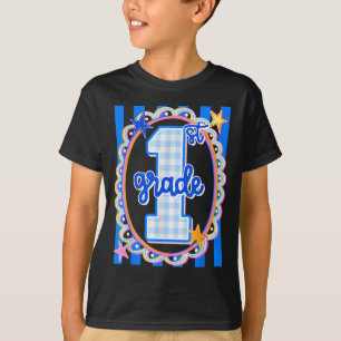 Retro striped first grade teacher 1st grade back T-Shirt