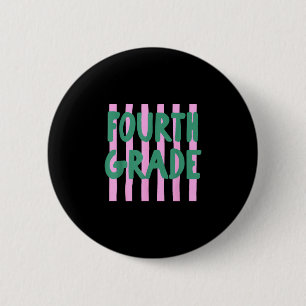 Retro striped fourth grade back to school 4th 6 cm round badge