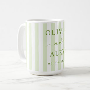 Retro Striped Green Personalised Wedding Coffee Mug