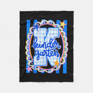 Retro striped kindergarten teacher student back to fleece blanket