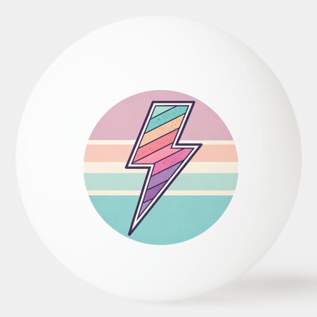 Retro Striped Lightning Bolt Ping Pong Ball (Front)