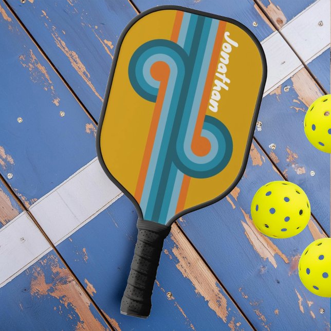 Retro Striped Loop with Name Pickleball Paddle (Creator Uploaded)