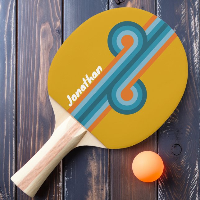 Retro Striped Looped with Name Ping Pong Paddle (Creator Uploaded)