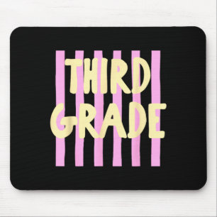 Retro striped third grade back to school 3rd grade mouse mat