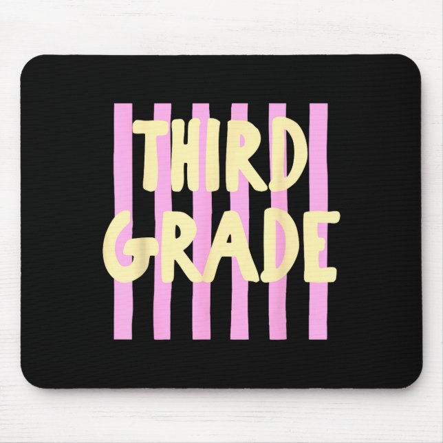 Retro striped third grade back to school 3rd grade mouse mat (Front)