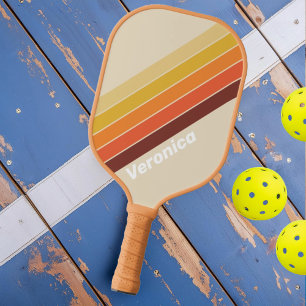 Retro Striped with Name Pickleball Paddle