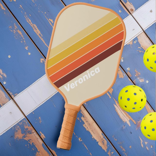 Retro Striped with Name Pickleball Paddle (Creator Uploaded)