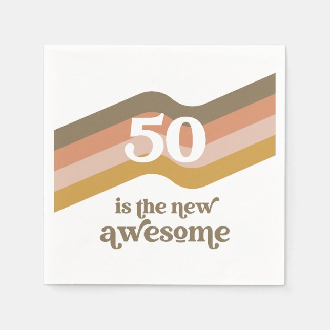 Retro Stripes 50th Birthday Party Napkins (Front)