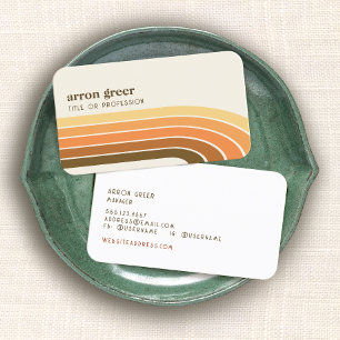 Retro Stripes 70's 80s Orange Gold Tan Business Card