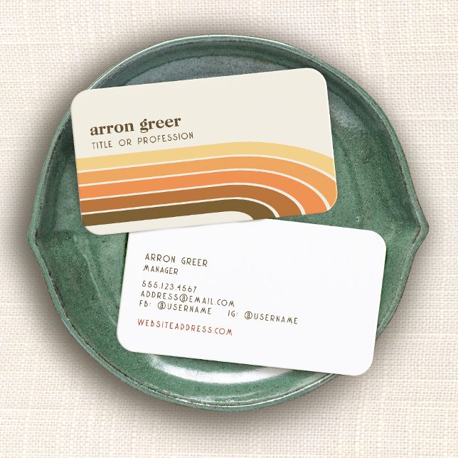 Retro Stripes 70's 80s Orange Gold Tan Business Card (Creator Uploaded)