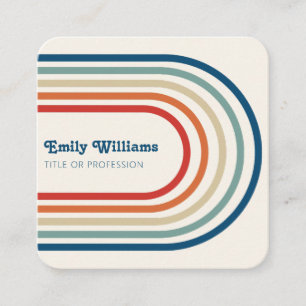 Retro Stripes 70s 80s Square Business Card
