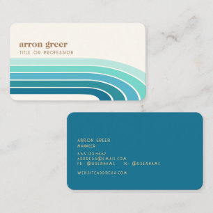 Retro Stripes 70's 80s Teal Blue  Business Card