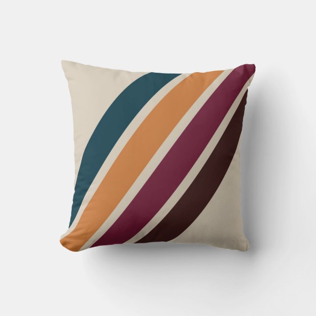Retro Stripes 70s Vintage Cushion (Front)