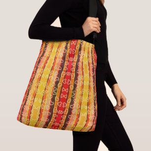 Retro Stripes and Hearts Crossbody Bag