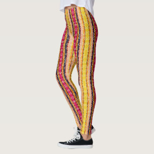 Retro Stripes and Hearts Multi Colour Leggings
