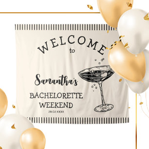 Retro Stripes Bachelorette Party Backdrop Cocktail Tapestry