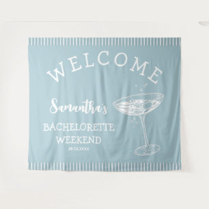 Retro Stripes Bachelorette Party Backdrop Cocktail Tapestry