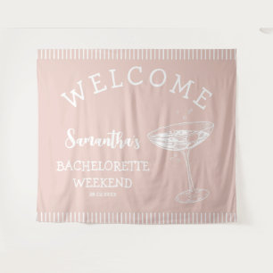 Retro Stripes Bachelorette Party Backdrop Cocktail Tapestry
