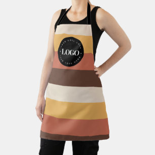 Retro Stripes Business Company Custom Logo 60s 70s Apron