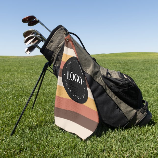 Retro Stripes Business Company Logo Welcome 60s 70 Golf Towel (Green)